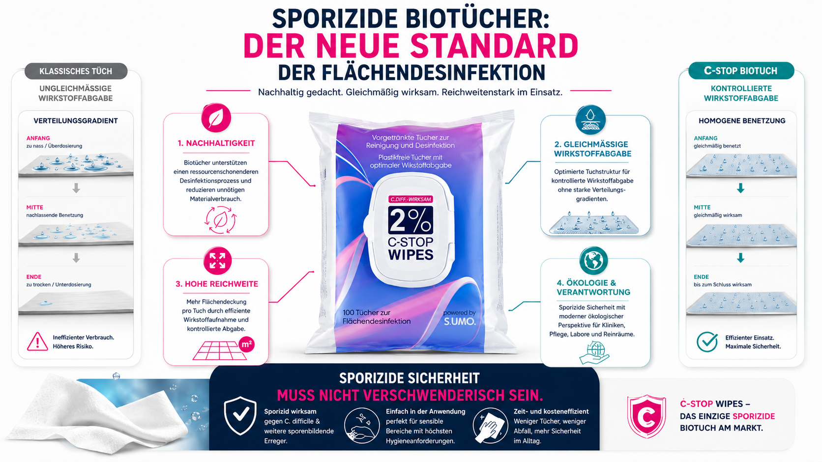 Sporizide Biotücher: Der neue Standard der Flächendesinfektion – Infografik